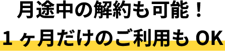 月途中の解約も可能！1ヶ月だけのご利用もOK